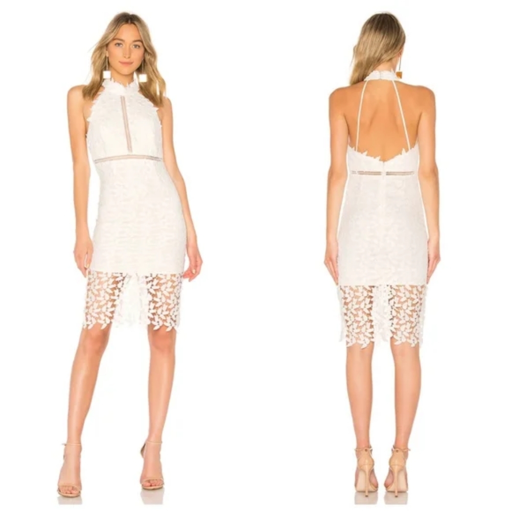 NWT, Revolve Bardot Gemma Halter Lace Dress